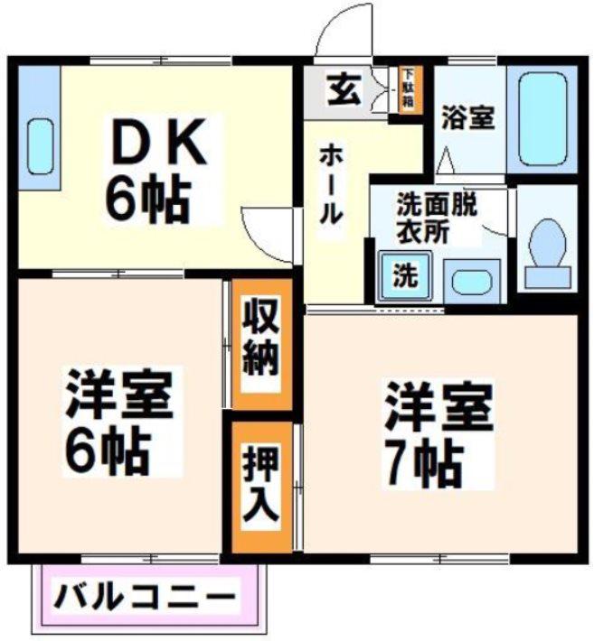 プランドールアン(2DK/1階)の間取り写真