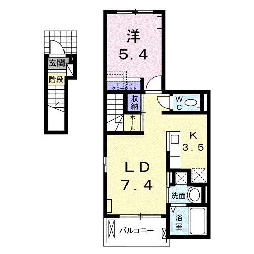 アドリアーノ(1LDK/2階)の間取り写真