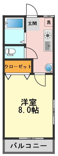 アルカディアIII(1K/2階)の間取り写真