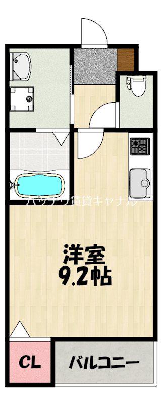 アドバンス香椎参道A棟(ワンルーム/2階)の間取り写真