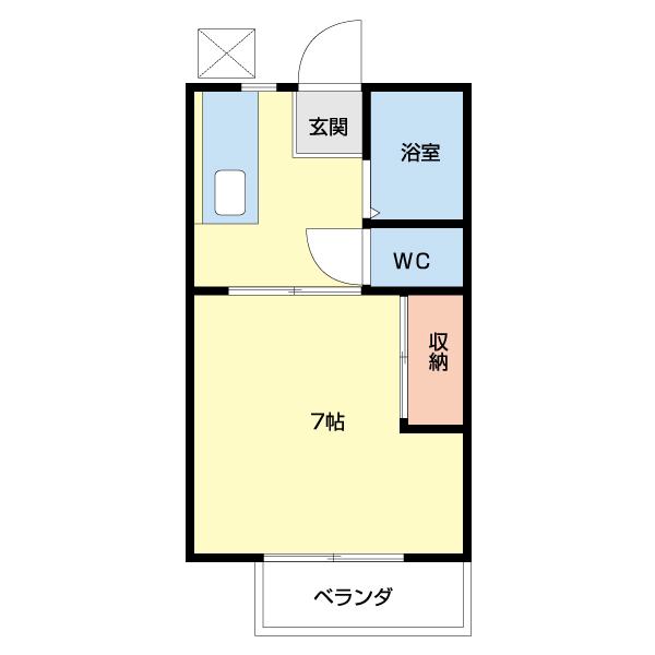 フラット興津B(1K/2階)の間取り写真