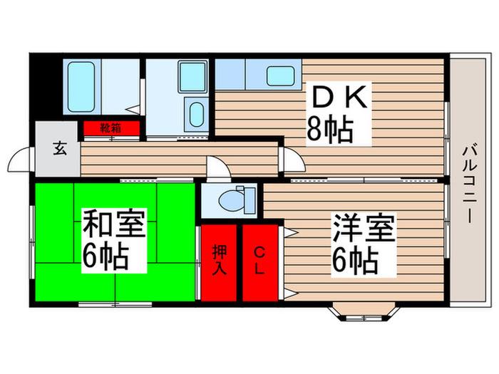 アイミーパーク(2DK/2階)の間取り写真
