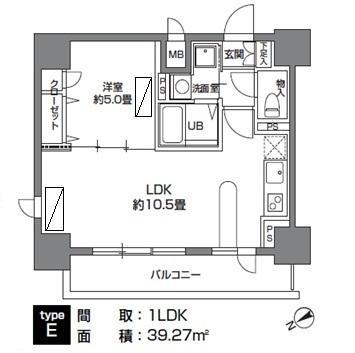 カスタリア三ノ輪(1LDK/13階)の間取り写真