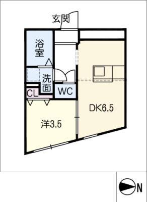 リストレジデンス八田(1DK/1階)の間取り写真