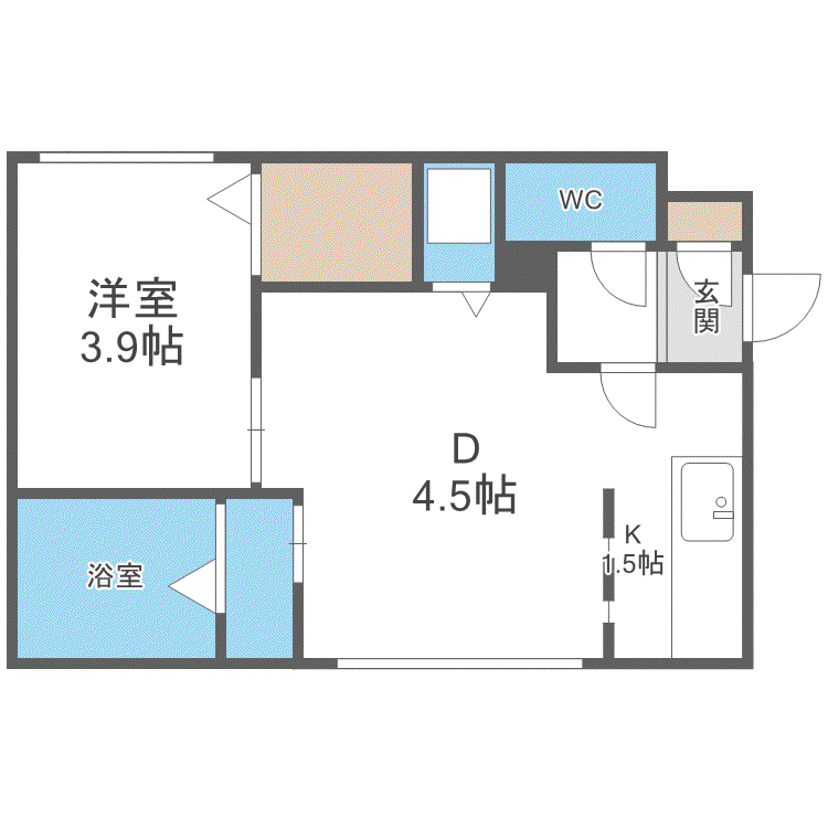 KNOWREDGE円山(1DK/2階)の間取り写真