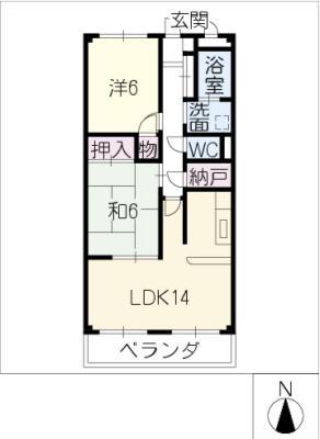 グレイス稲島(2LDK/1階)の間取り写真