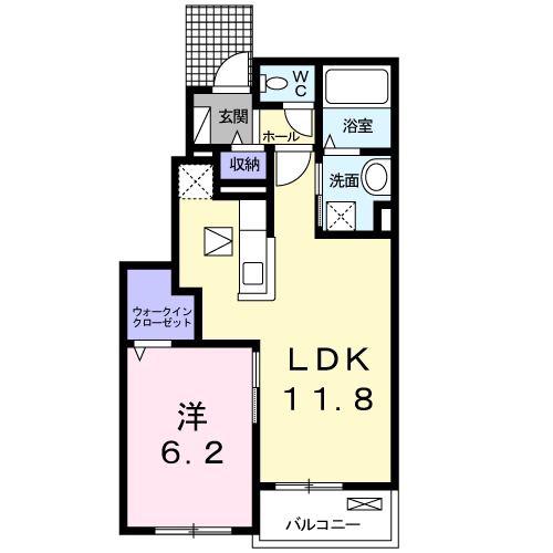 エスポワールB(1LDK/1階)の間取り写真