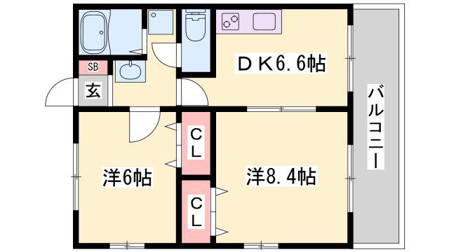 コンパスローズ白浜(3DK/2階)の間取り写真