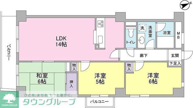 ベルジュヴァーン(3LDK/6階)の間取り写真