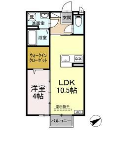 セイシェル・大山(1LDK/2階)の間取り写真