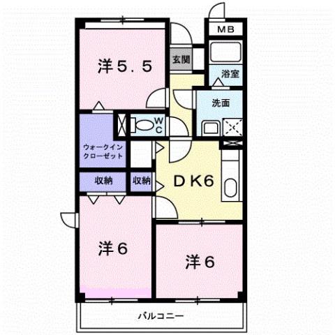 マルベル宇多津(3DK/4階)の間取り写真