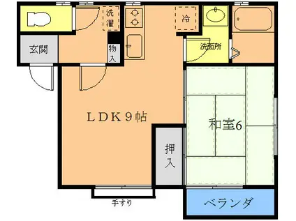 タウンハウス38(1LDK/2階)の間取り写真