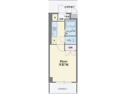 ヴィラ停雲(1K/3階)の間取り写真