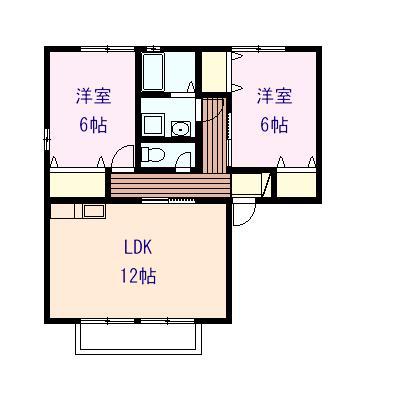 アプリコートくいせけ A(2LDK/1階)の間取り写真