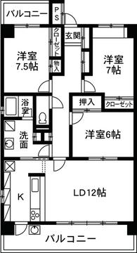 ハートフルライフIWASA1(3LDK/8階)の間取り写真