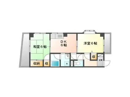 シティハイツ長谷川(2DK/4階)の間取り写真