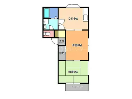 エフハウス I(2DK/2階)の間取り写真