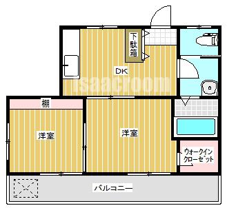 ロイヤル佐藤(2DK/3階)の間取り写真
