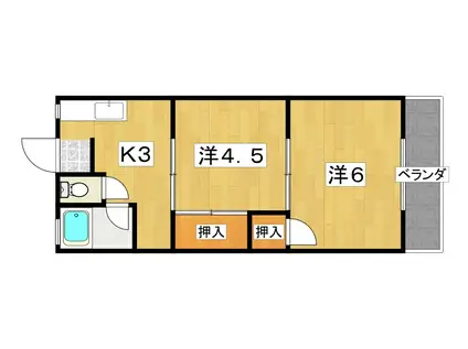 冨田ハイツ(2K/2階)の間取り写真