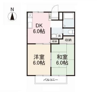 グリーンヒルズ玉藻I(2DK/2階)の間取り写真