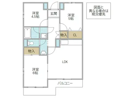クレーベルス(3LDK/2階)の間取り写真