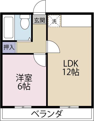 徳島日石ハイツ(1LDK/2階)の間取り写真