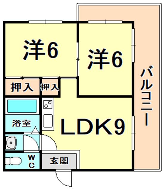 ダイバーシティ神戸長田C棟(2LDK/2階)の間取り写真