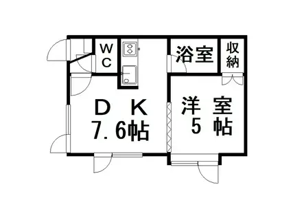 ドエルコンフォート(1DK/2階)の間取り写真