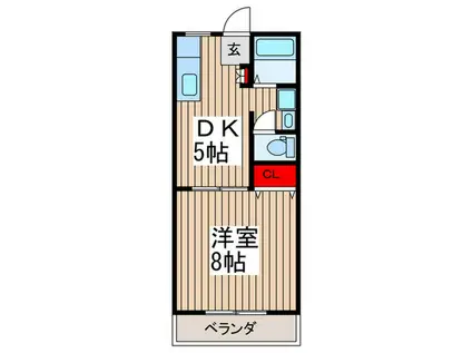 清和レジデンス(1DK/1階)の間取り写真