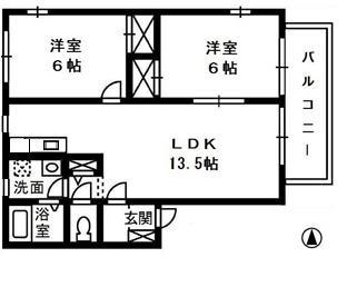 アイリー・ブランチ II(2LDK/2階)の間取り写真