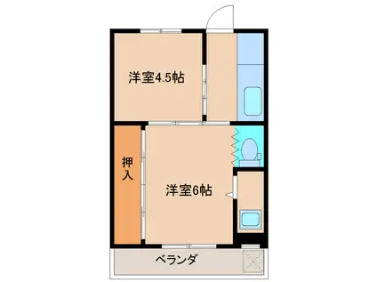 フェリオ東上関(2K/1階)の間取り写真