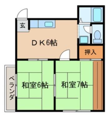 グリンヒル高座(2DK/2階)の間取り写真