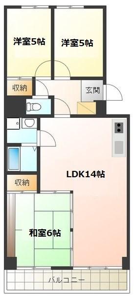 ノーメル香南(3LDK/4階)の間取り写真