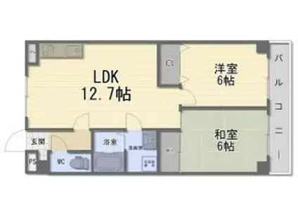 プランドール山本(2LDK/3階)の間取り写真