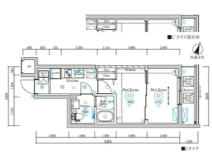 RELUXIA本蓮沼(2K/1階)の間取り写真