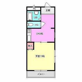 高松琴平電鉄琴平線 三条駅(高松) 徒歩36分 3階建 築29年(1DK/2階)の間取り写真