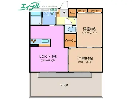 エポック泰山 C棟(2LDK/1階)の間取り写真