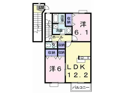 デュエルミサキIIIA(2LDK/2階)の間取り写真