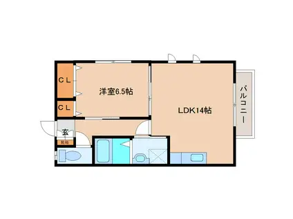 リ・フィデルI(1LDK/2階)の間取り写真