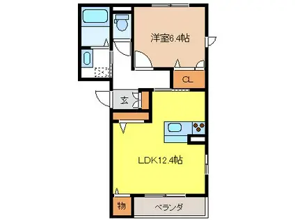 サニーヒル白樺(1LDK/1階)の間取り写真