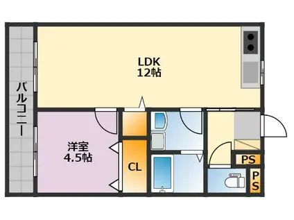アザレアハイツ蒲池(2DK/3階)の間取り写真