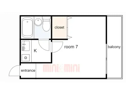 フルーレ滝の茶屋(1K/1階)の間取り写真