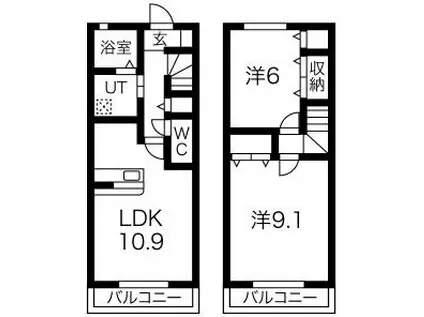 CASA MAR GRANDE(2LDK/1階)の間取り写真