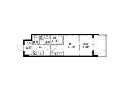 アルティザ姫路(1DK/2階)の間取り写真