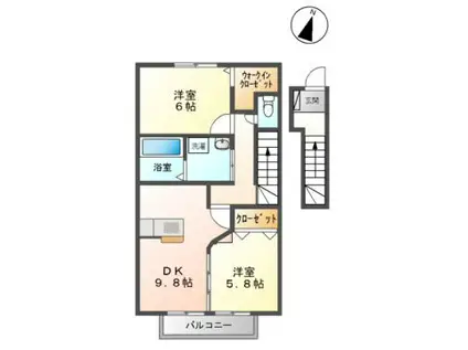 エクセレントシュガーA棟(2DK/2階)の間取り写真