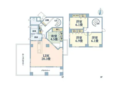 甲南コーポラス(4LDK/10階)の間取り写真