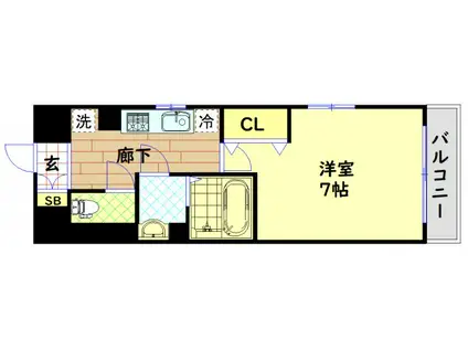 エイトドームシティ(1K/8階)の間取り写真