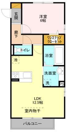 レスポワール B(1LDK/1階)の間取り写真