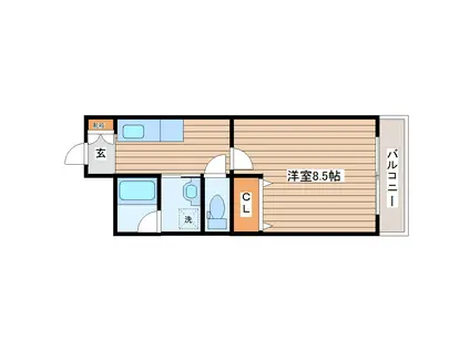 ロワジールKII(1K/2階)の間取り写真