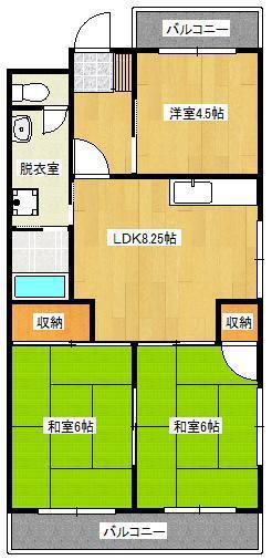 シャトレ中井(3DK/1階)の間取り写真